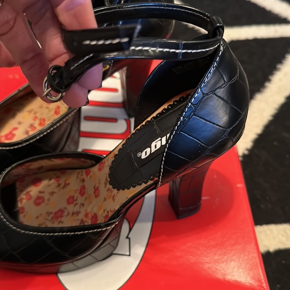 Vintage Bongo Bow Peep platform 9 black - Picture 3 of 7